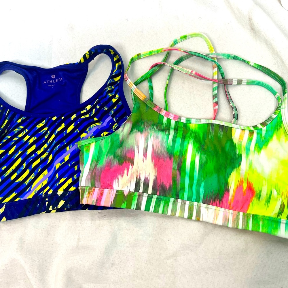 Athleta lot of 2 sports bras size small multicolor